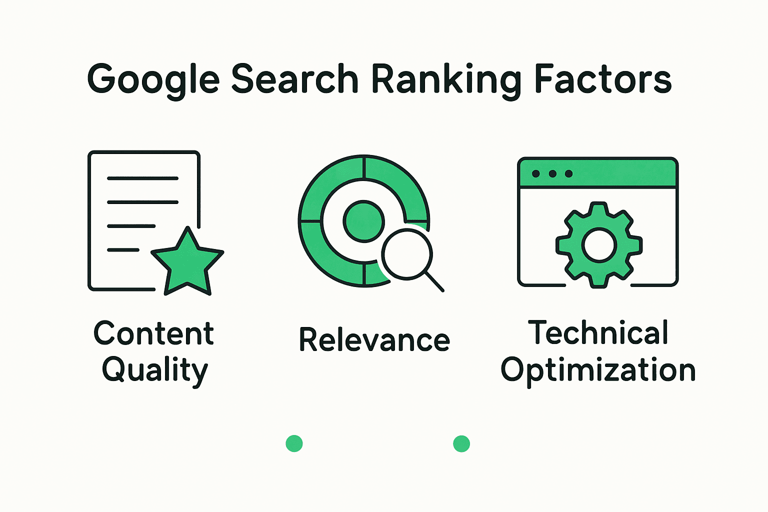 Infographic showing main Google search ranking factors for 2025