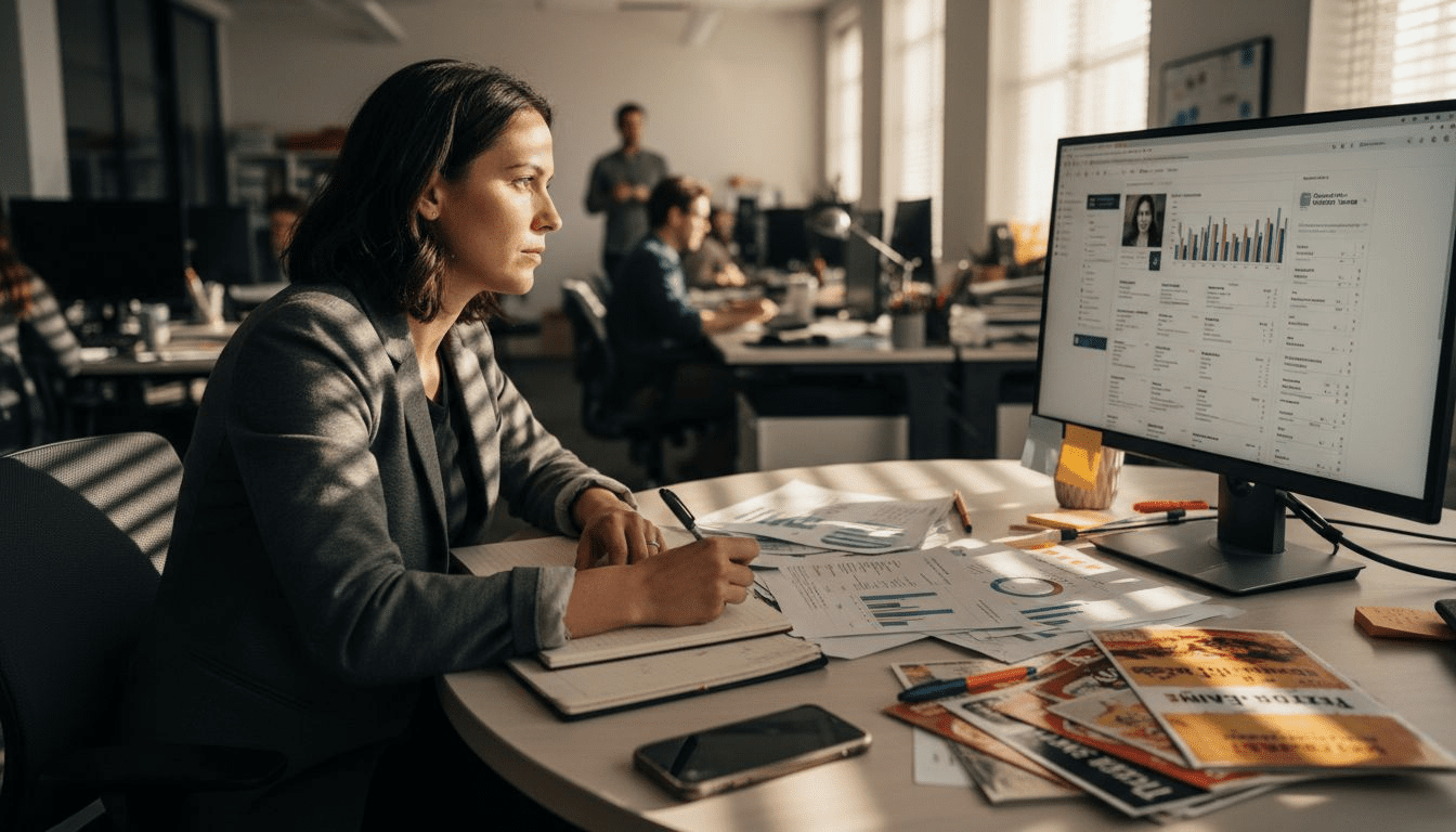 Marketing manager tracking business leads